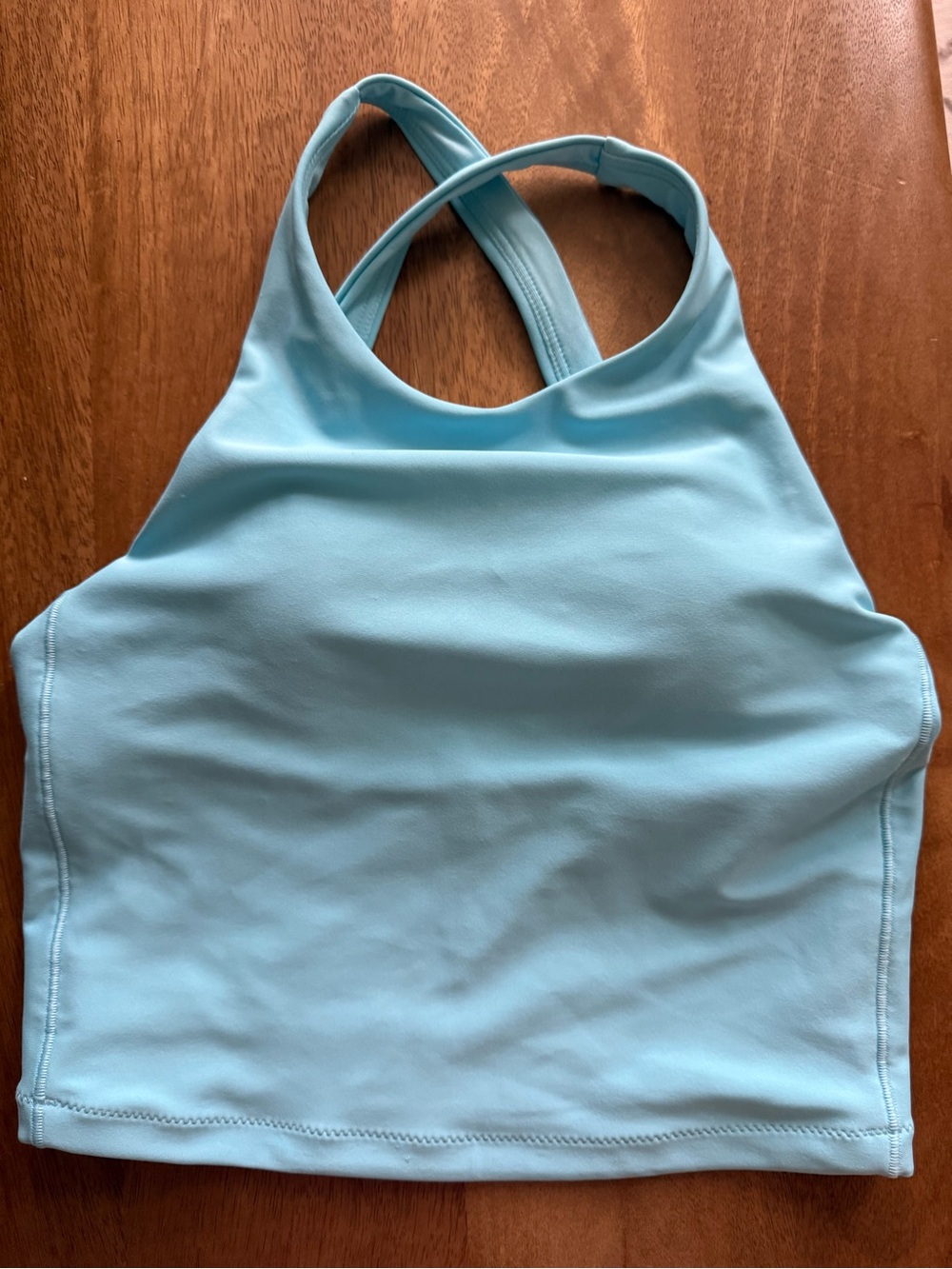 Athleta Girl Light Blue Cross-Back Cropped Tank Top